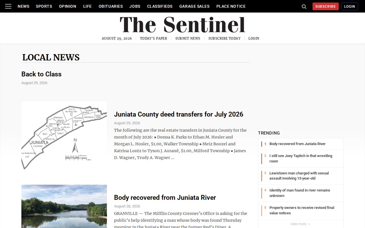 Perry County regional crime news source, The Sentinel local-news archive