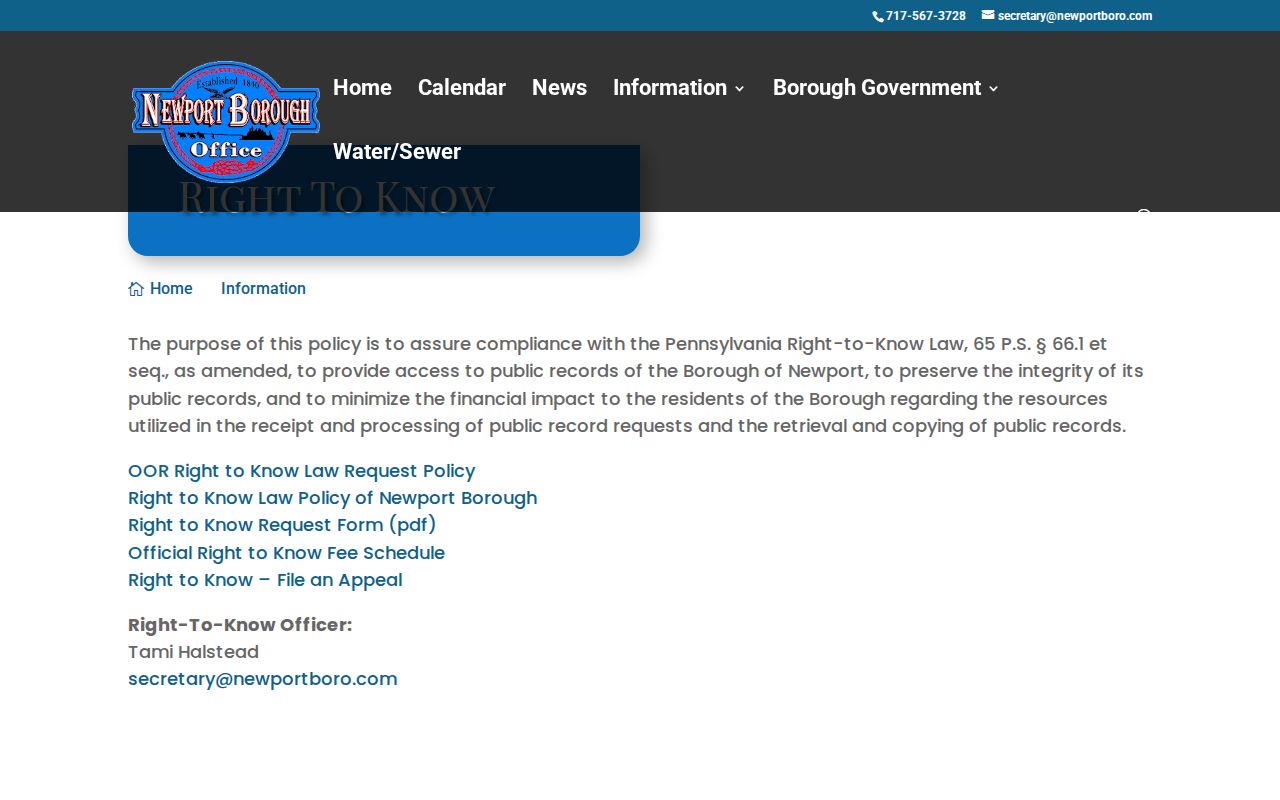 Newport Perry County borough records source page